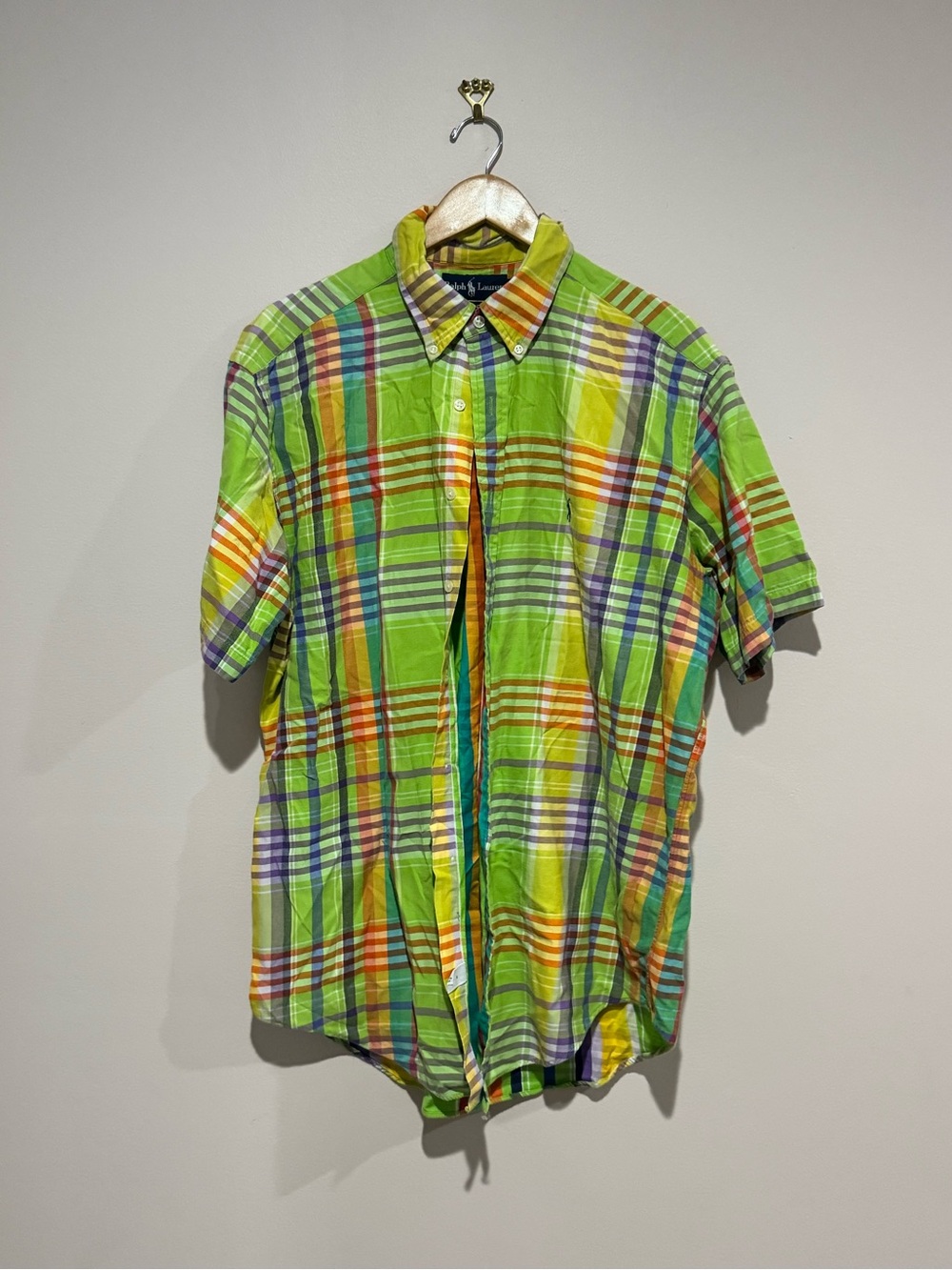 Polo Ralph Lauren Classic Fit Multicolor Plaid Cotton Short Sleeve Shirt L